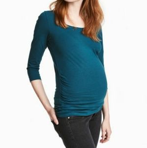H&M Mama Maternity 3/4 sleeve jersey top Teal